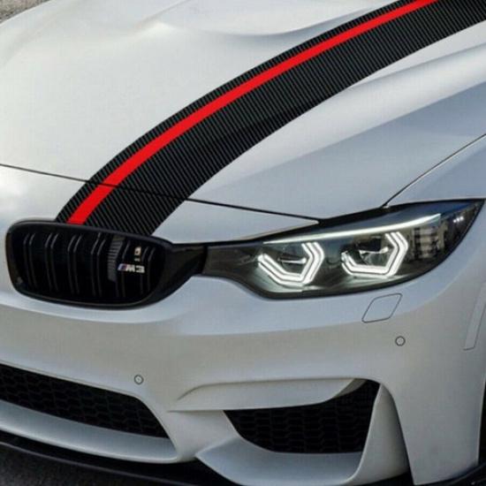 Universal Rally Car Racing Stripes Front Hood 5D Carbon Fiber Decal Wrap Sticker