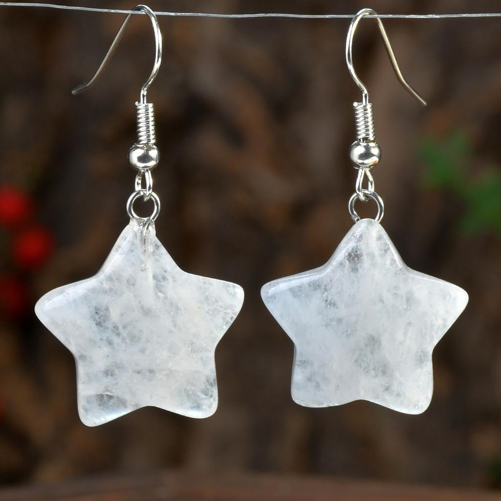1pair Bohemian Colorful Natural Stone Waterdrop Earrings Women Droplet Shaped Dangle Ear Jewelry Party Gift