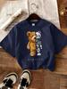 Plush And Robotic Bear Prints T-Shirts Women Casual Loose Short Sleeve Tops Soft O-Neck T Shirt Summer Comfortable Woman Clothes