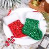 Red Green Plush Sequins Christmas Socks Cartoon Christmas Tree Ornaments  Xmas Decor Gift