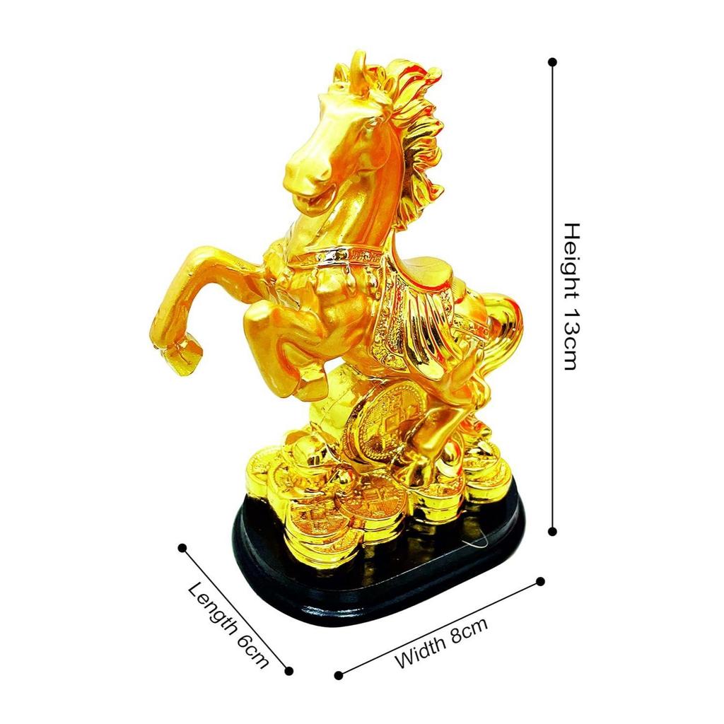Exclusive Golden Set of 1 Polyresin Fengshui Victory Running Horse for Positive Energy Vibrations