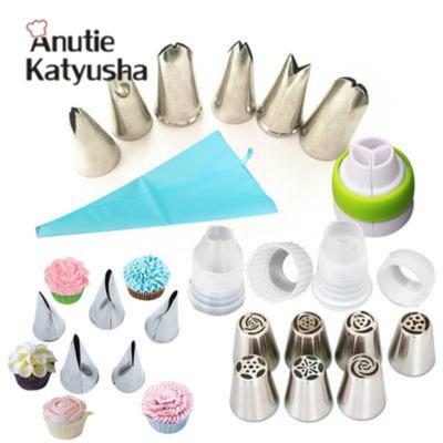 Set di accessori da cucina in silicone per glassa, crema pasticcera, sac à poche con ugello in acciaio inossidabile