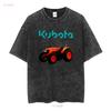 Kubota Tractor Farm Logo Mens Black T Shirt Size S To 3XL Vintage Washed Stylish Casual Designer Clothes Soft