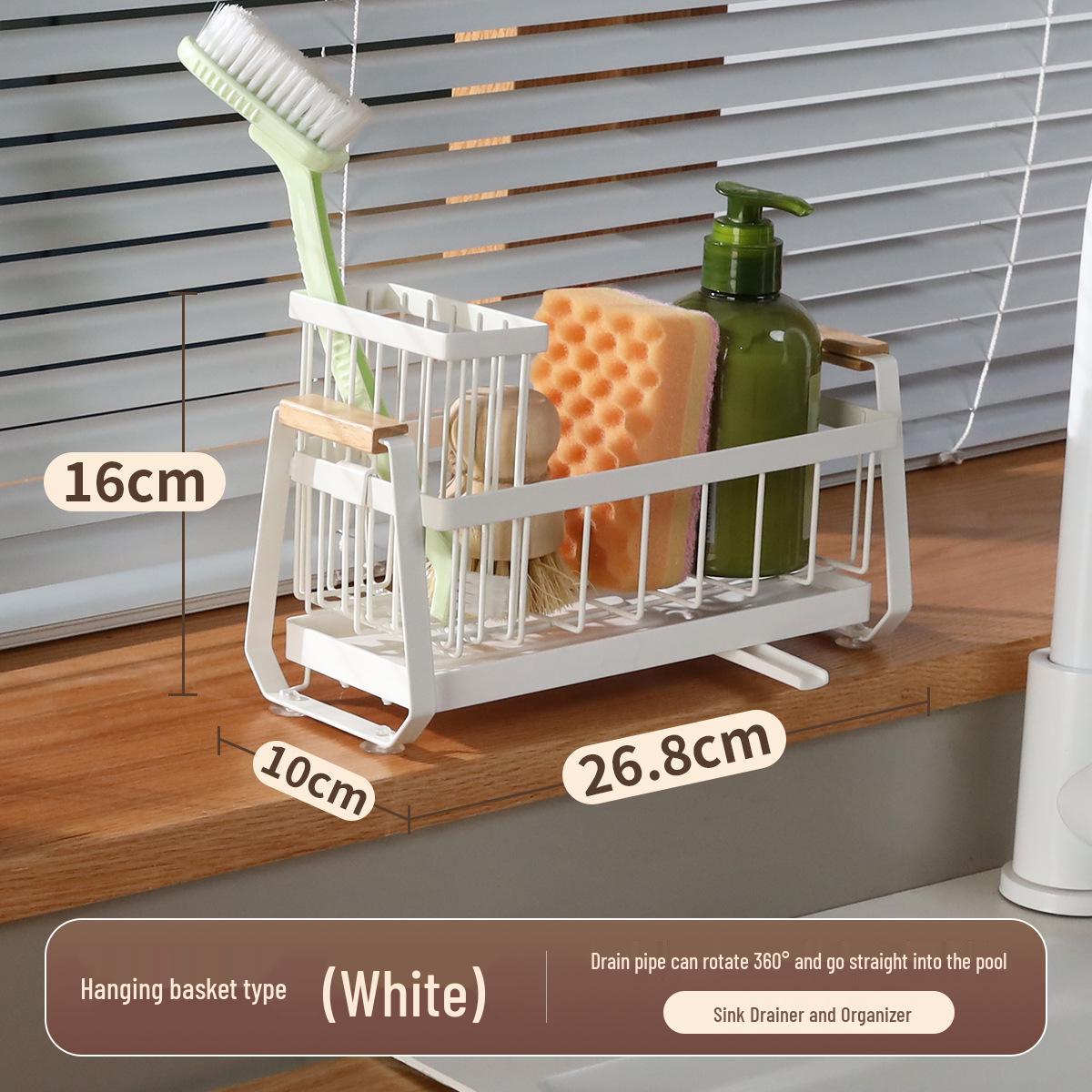 

Countertop Kitchen Dish Rack with Sponge, Soap, and Brush Storage