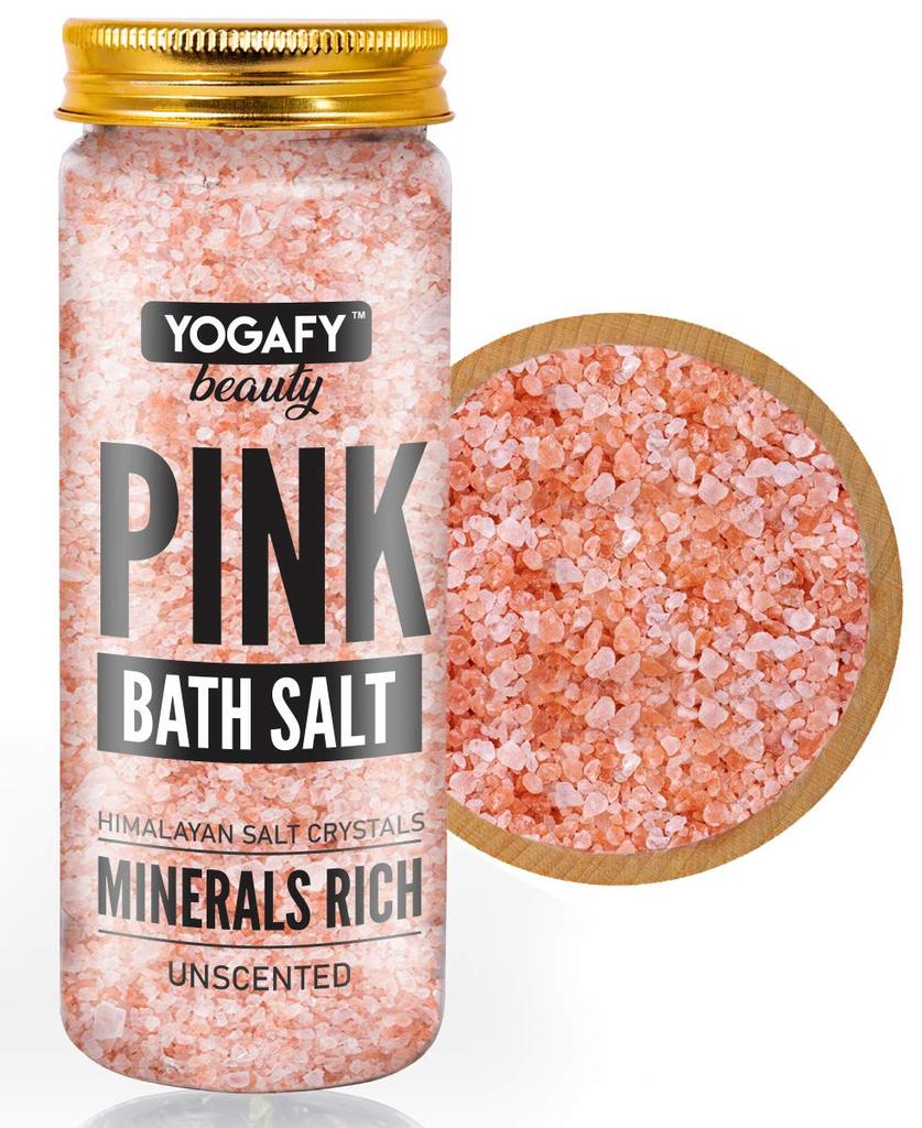 YOGAFY - Himalayan Pink Bath Salt Crystal | Loaded with Rich Minerals - For Body Spa, Refreshing Bath, Relaxation and Pain Relief - 350g