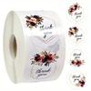 Floral Thank You Stickers, 4 Assorted Designs, Round Adhesive Labels for Scrapbooking, Packaging, and Stationery Sealing