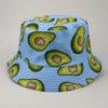 Fischerhut Avocado-Print Beidseitig Flacher Oberteil Atmungsaktiv UV-Schutz Sonnenschutz Dekorativ Erfrischendes Fruchtmuster Bucket Hat Kopfbedeckung