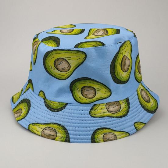 Fischerhut Avocado-Print Beidseitig Flacher Oberteil Atmungsaktiv UV-Schutz Sonnenschutz Dekorativ Erfrischendes Fruchtmuster Bucket Hat Kopfbedeckung