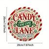 Vintage Christmas Candy Cane Lane Metal Sign Wall Art Durable Rustic Tin Plaque For Home Garden Bar Decor