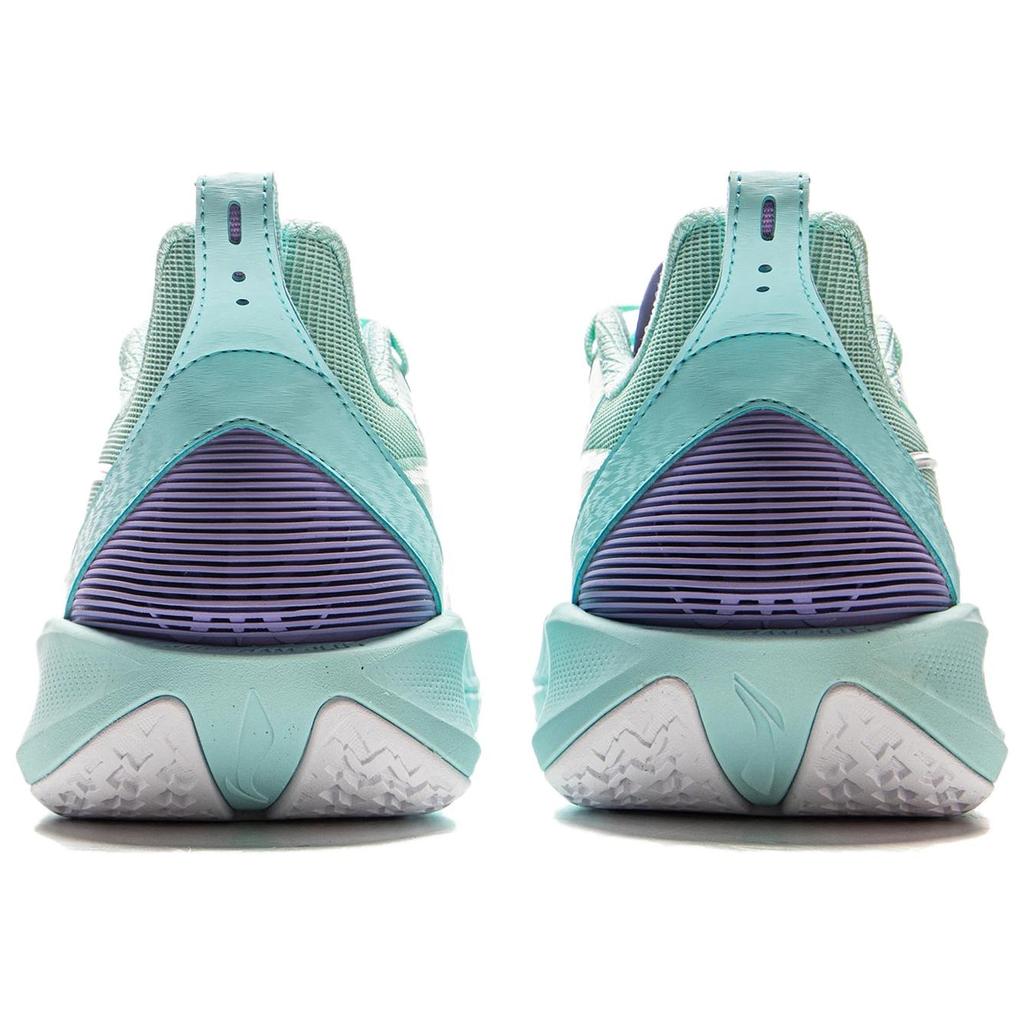 Li Ning Speed 2V2 Basketballschuhe Herren Niedrig geschnitten Schwebendes Grün Himmelblau ABPV003-7