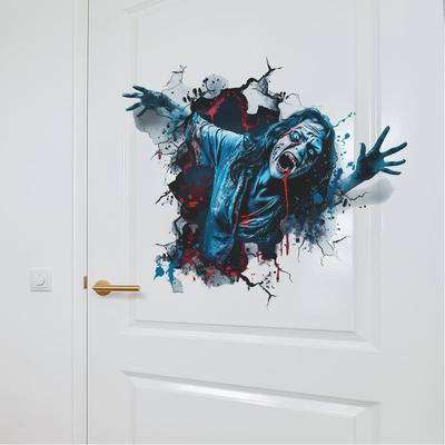 3D Halloween Wall Decals Scary Zombie Wall Stickers Removable Halloween Wall Stickers For Bedroom Living Room Background Decor