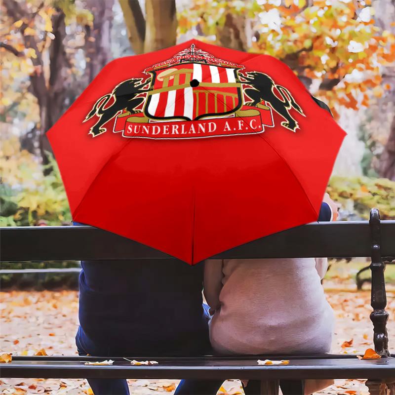 1 PC Automatic Folding Umbrella - Sunderland Afc Pattern Portable Foldable Design With 8 Ribs Christmas Birthday Gifts