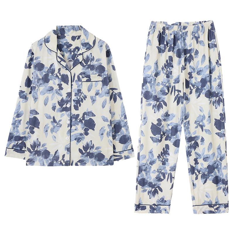 Pajamas Women'S Pure Cotton Long-Sleeved Women'S Mid-Autumn And Winter Thin Loungewear