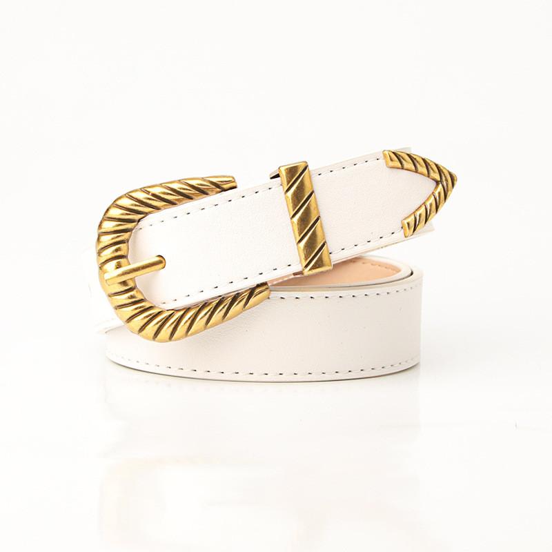 Vintage Leather Belt With Alloy Buckle For Women And Casual Wear