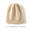 Double-Layer Warm Cashmere Beanie Hat Men Women Thick Knitted Cable Winter Cap Solid Color