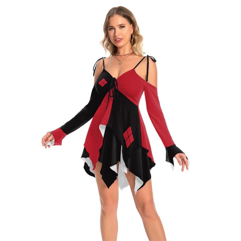 Halloween long-sleeved sexy clown women's dress autumn skirt women