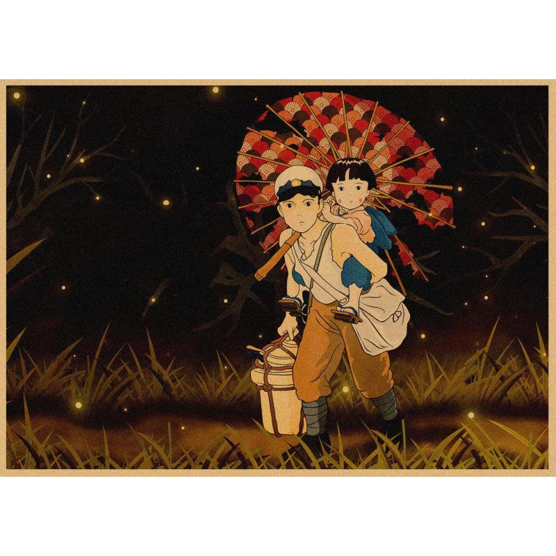 Anime Zeichentrickfilm 'Die letzten Glühwürmchen' Retro Poster - Kostenloser Versand