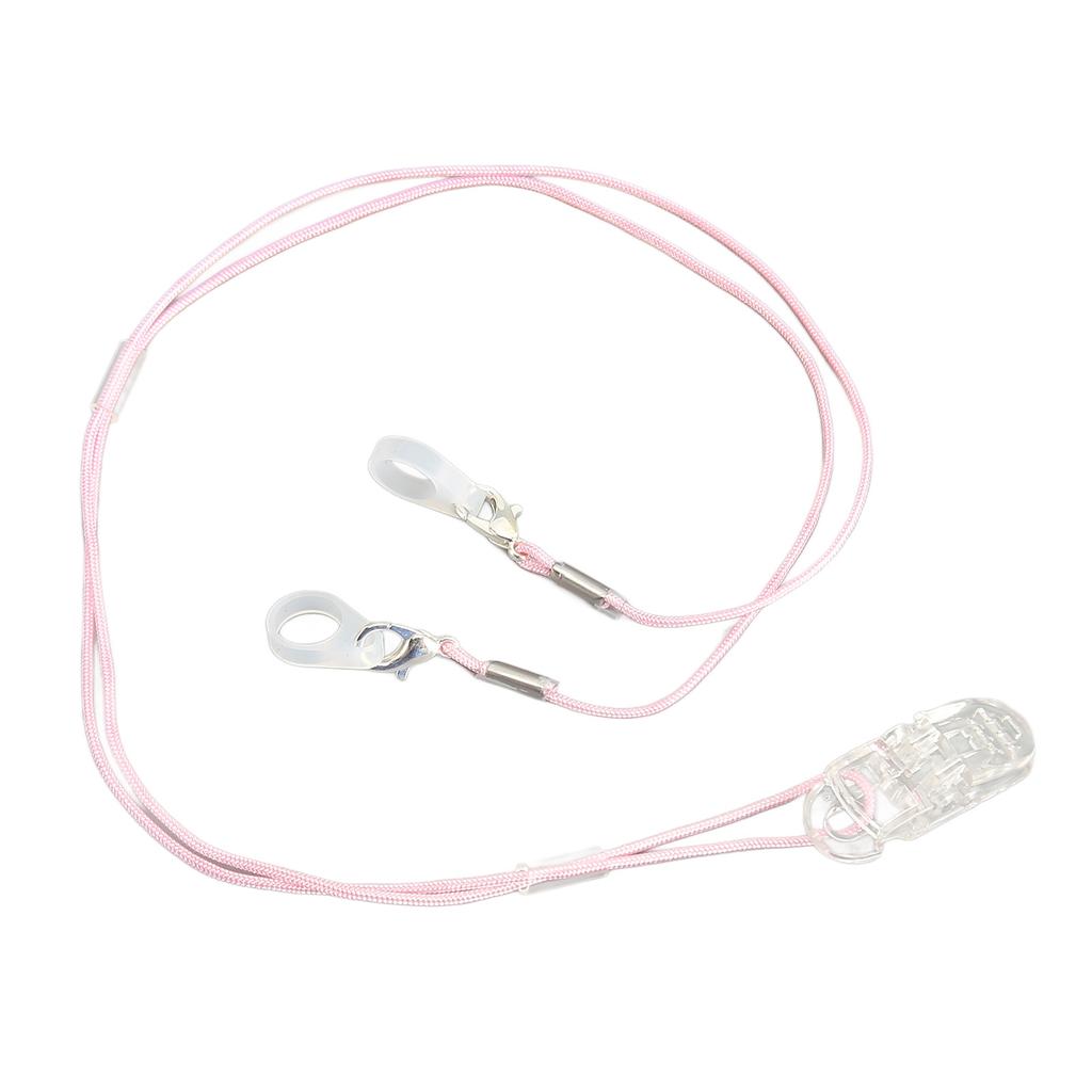 Hearing Aid Holder Transparent Clip Pink Rope Nylon Easy Fixing Hearing Aid Lanyard for Gardening