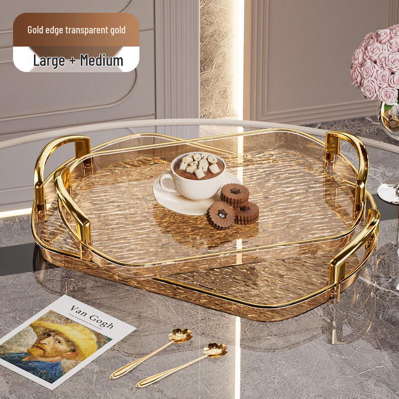 HA Light Luxury Plastic Serving Tray with Handles