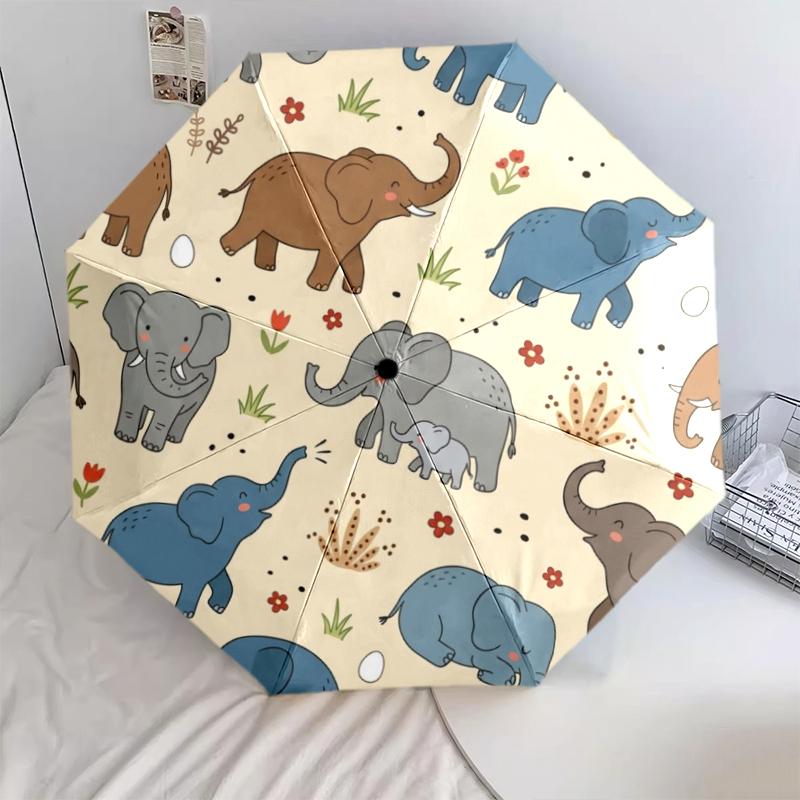 1 Pezzo Ombrello Pieghevole Automatico - Fantasia Animali Carini, Design Portatile e Pieghevole con 8 Stecche, Regali di Natale e Compleanno