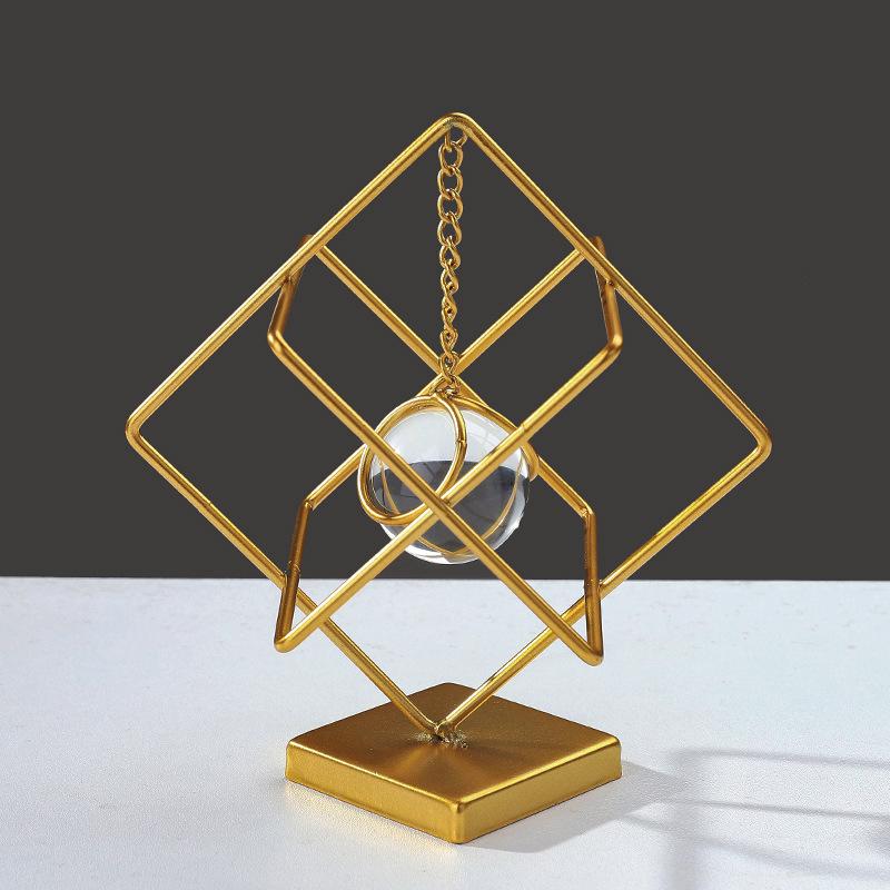 Nordic Luxury Metal Crafts Creative Crystal Ball Pendant Ornament for Living Room, Office Desktop Decoration