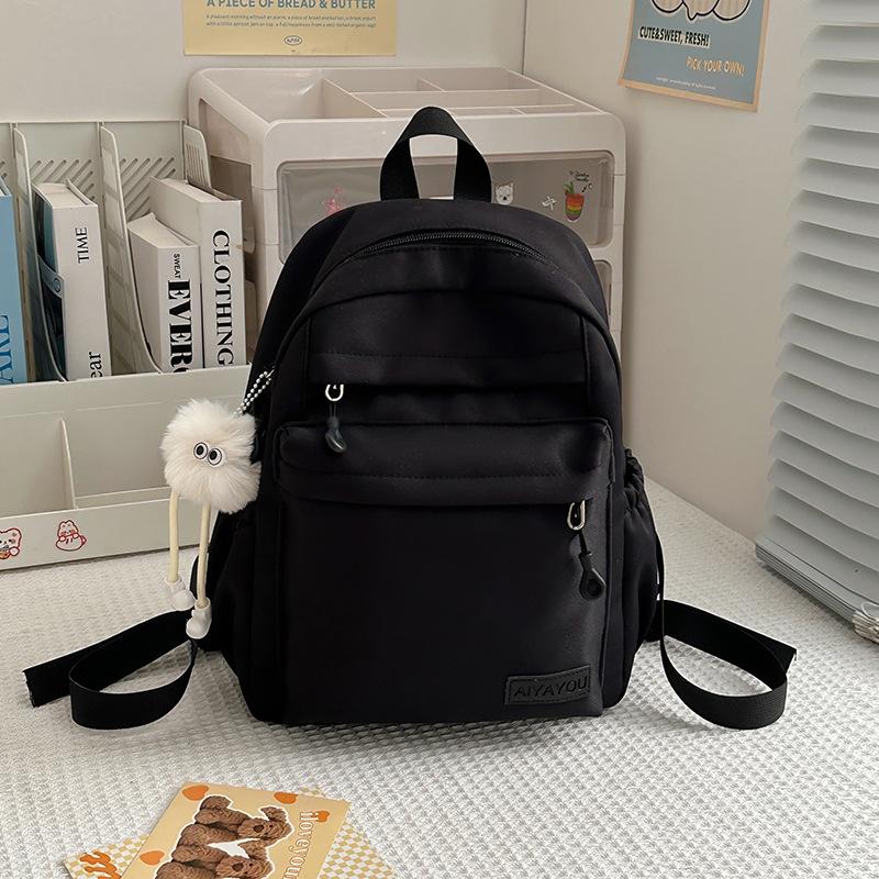 Leisure campus solid color high school student schoolbag new small fresh nylon travel backpack outside