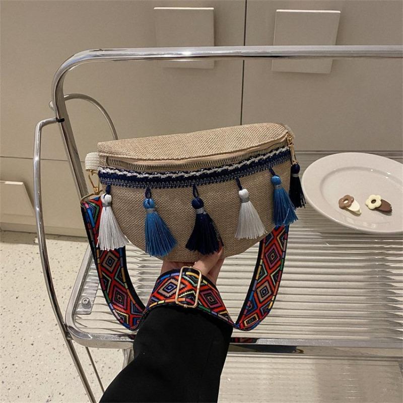 

Женская поясная сумка в этническом стиле, модная ретро-сумка с кисточками, женская мода синий