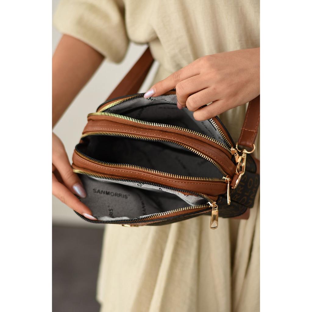 Verstellbare Schulter- und Umhängetasche für Damen mit Kreuzriemen und 4 Fächern