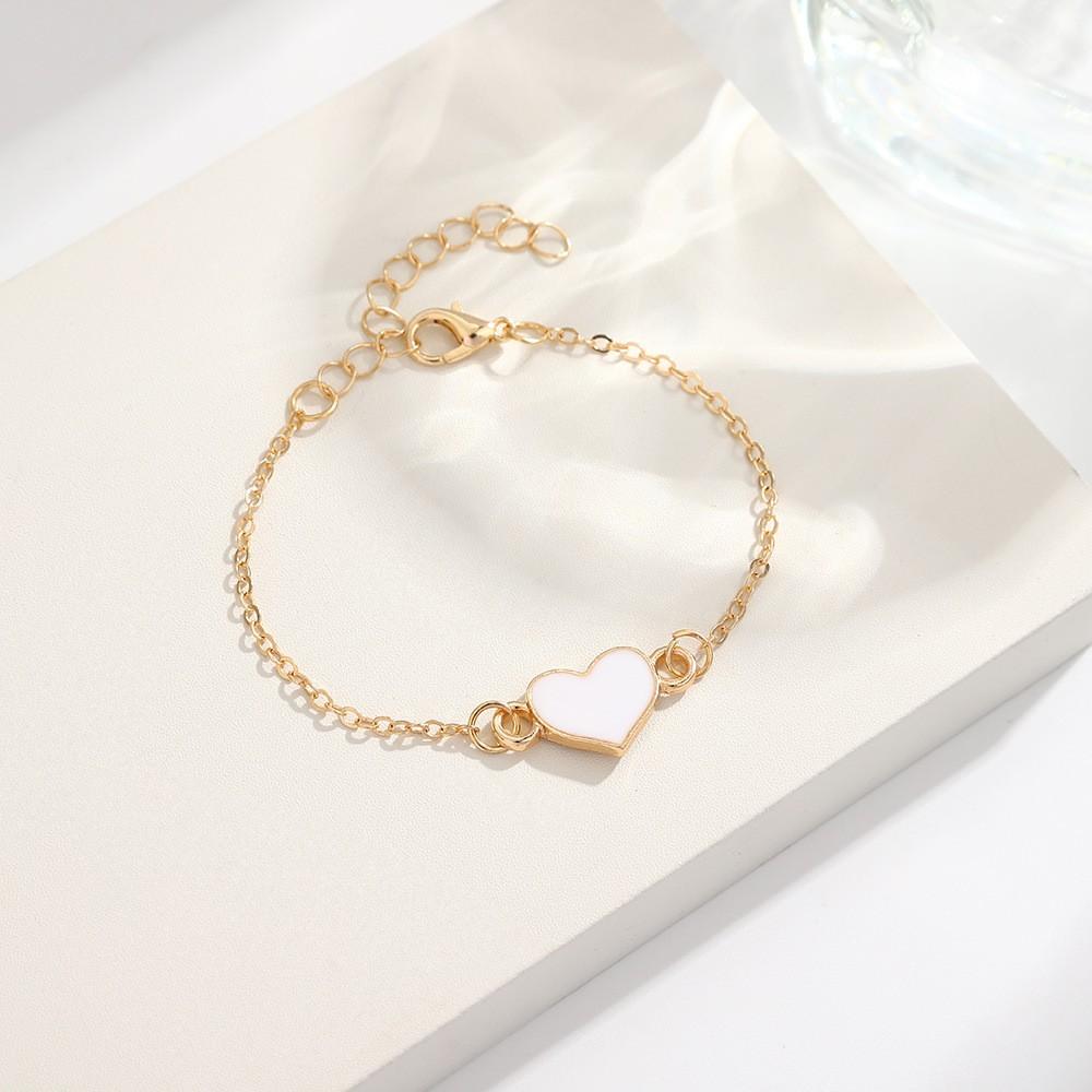 French- Light And Fresh Heart-shaped Oil-drop Bracelet Trendy Accessory, -shaped Quality Gift Jewelry.