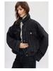 High-Quality Smoke Grey Retro Loose Denim Jacket for Women - 2025 Autumn Collection