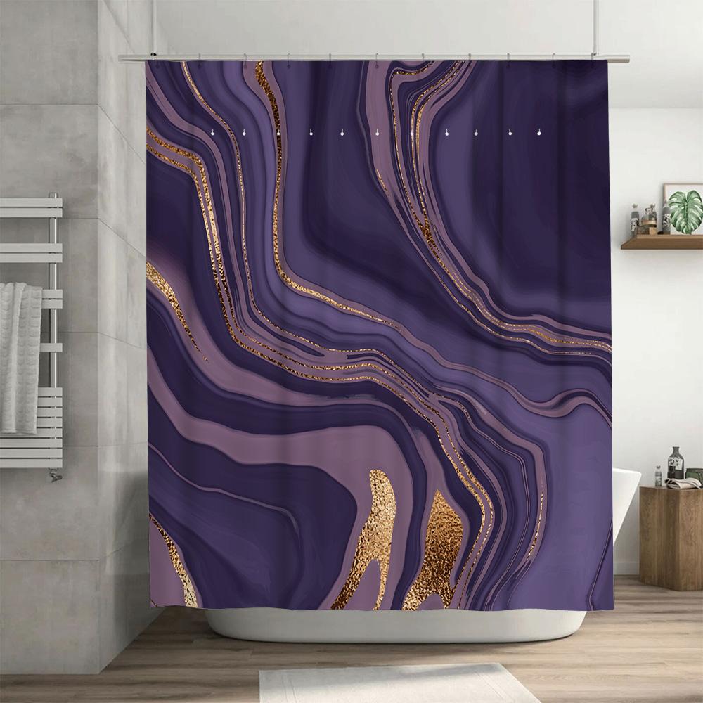 Luxury Geode Print Shower Curtain Modern Bathroom Decor For Girls Kids Purple White Gold High Heel Pattern Bath Mat Cover Easy I
