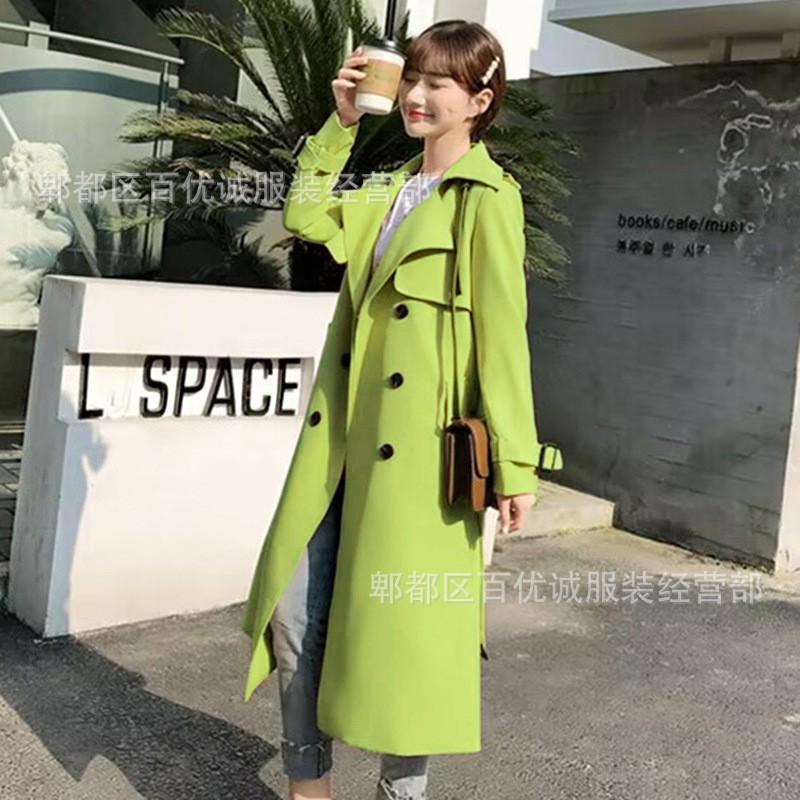 Womens Long Trench Coat Oversized Fit Classic Double-Breasted Button Front Office Chic British Style
