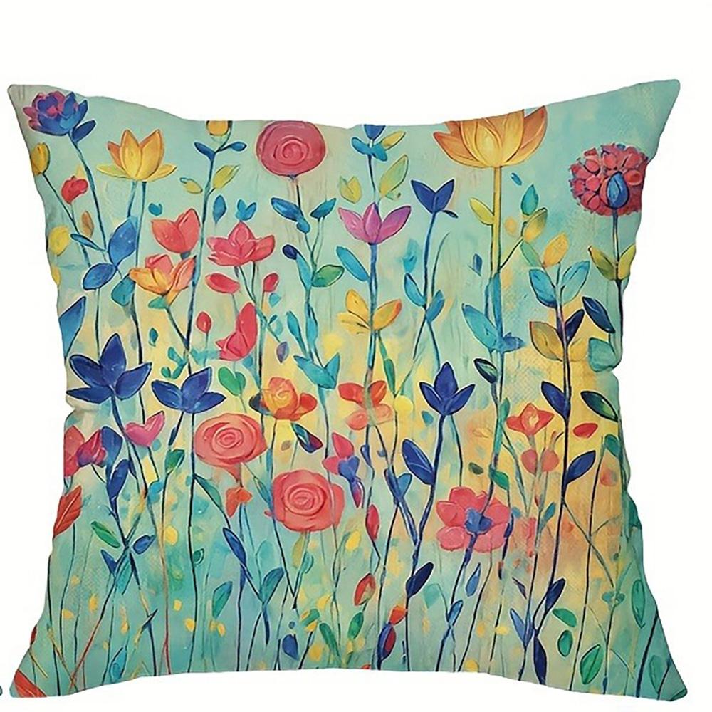 Colorful Floral and Bird-Printed Pillowcases: Add a Touch of Nature's Charm! Sofa Cushion Cover Home Room Decoration