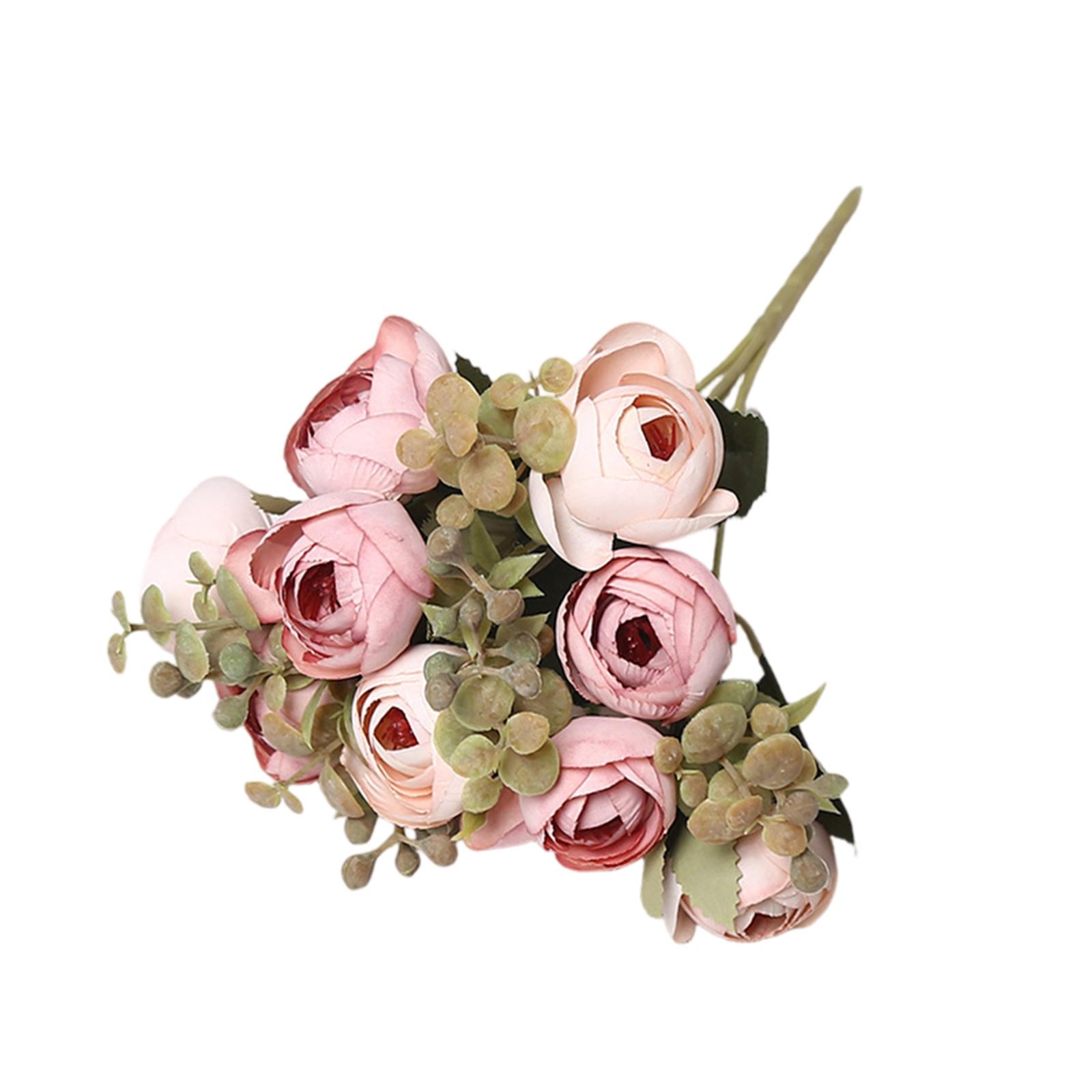

Artificial Rose Bouquet 10 Stems Small Decorative Faux Flowers for Wedding Home Decor Plastic Flower Arrangement Autumn Style One Size розовый