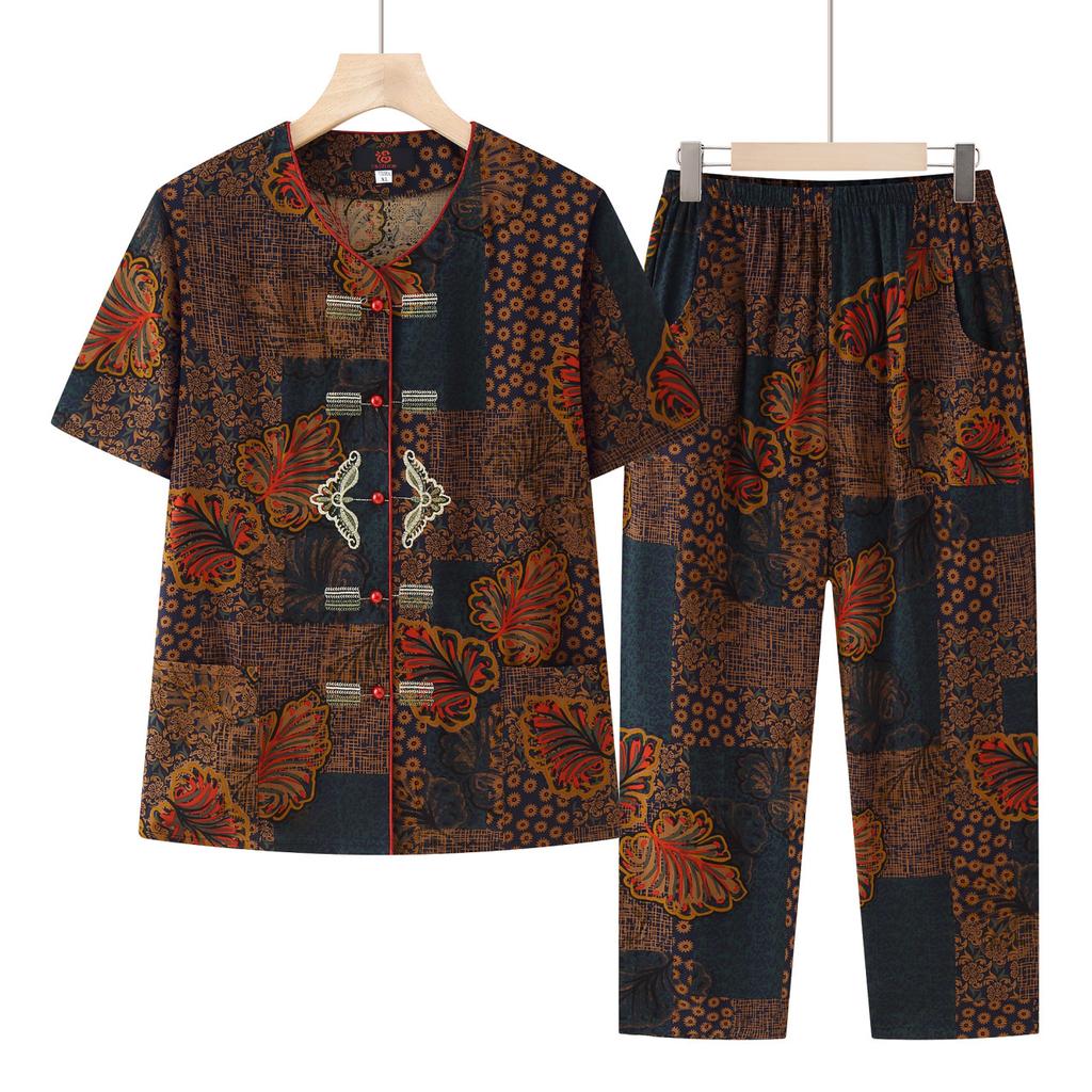 Ältere Mode Sommerkleidung Damen Sommer Bequemer Atmungsaktiver Anzug Strickjacke