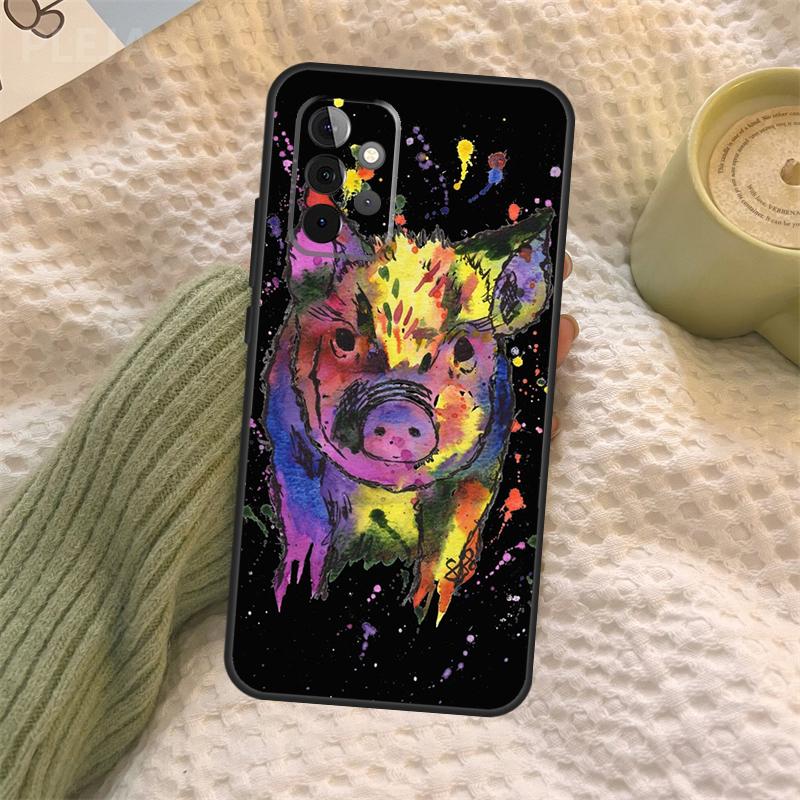 Cartoon Pig Case For Samsung Galaxy A16 A33 A36 A56 A26 A15 A55 A53 A35 A22 A32 A52 A54 A34 A14 A05 A06