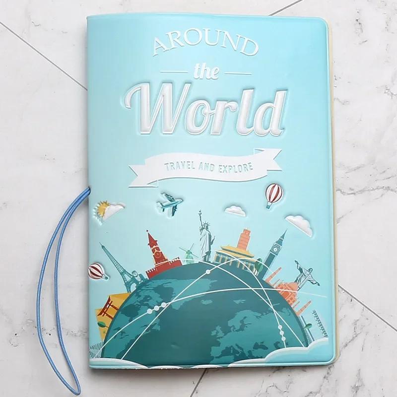 Cute Travel Emboss Passport Holder Cover Cases For Women Men Girls Boys Ticket Protective Travel Accessories