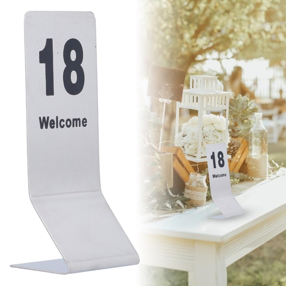 10pcs Double Sided Stainless Steel Table Numbers Stainless Steel Desk Number Card Cafes