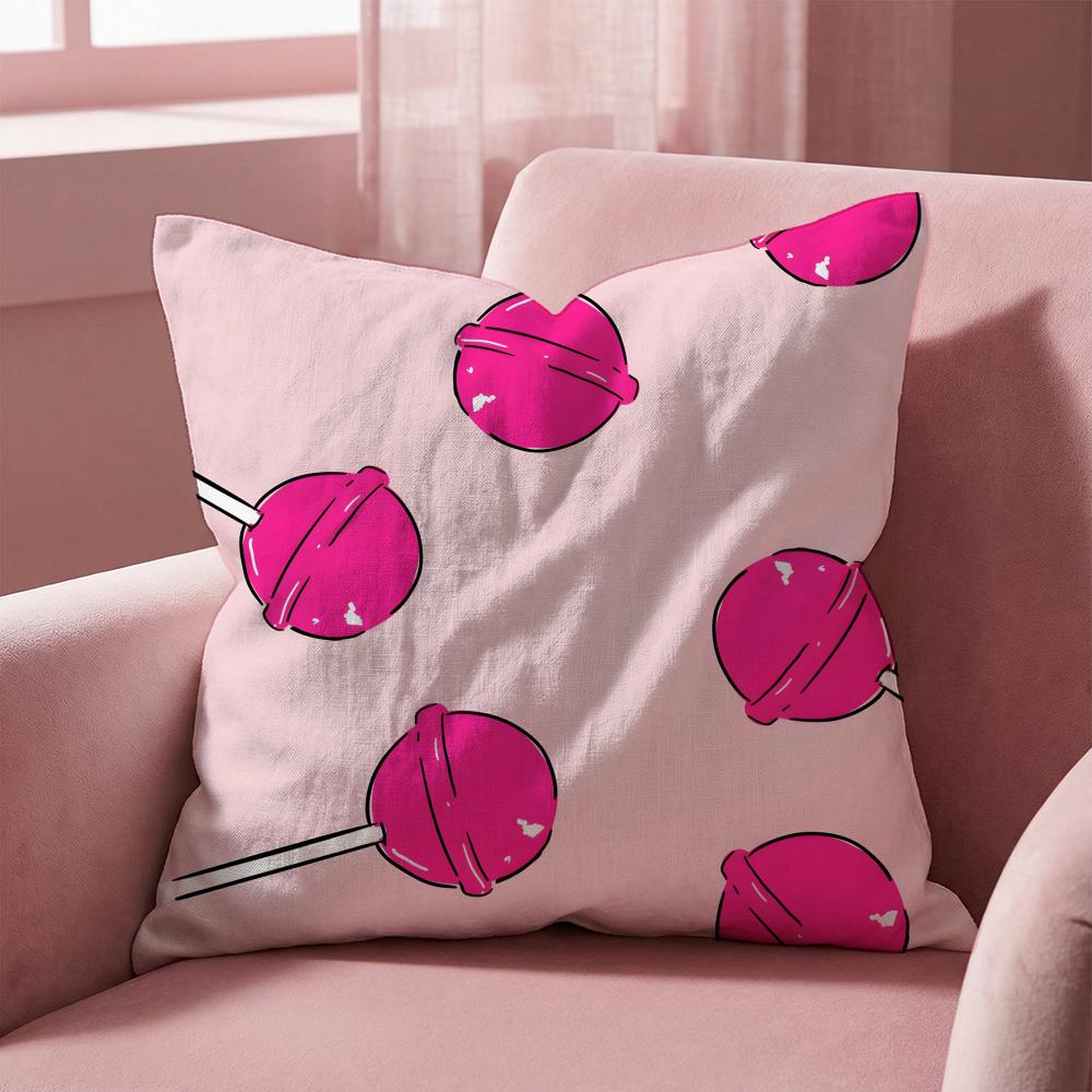 Pink candy Cushion Cover Multi-Scene Pillow Cover for Home & Car - Reversible, Soft & Durable for Daily Use