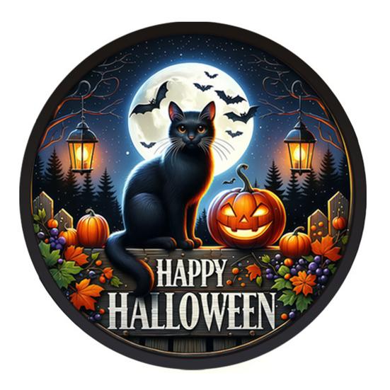 Festive Halloween Decorations LED Glowing Hanging Decor, Acrylic Window Ornament with Light, Spooky Ambiance Sign for Door Wall Haunted House,