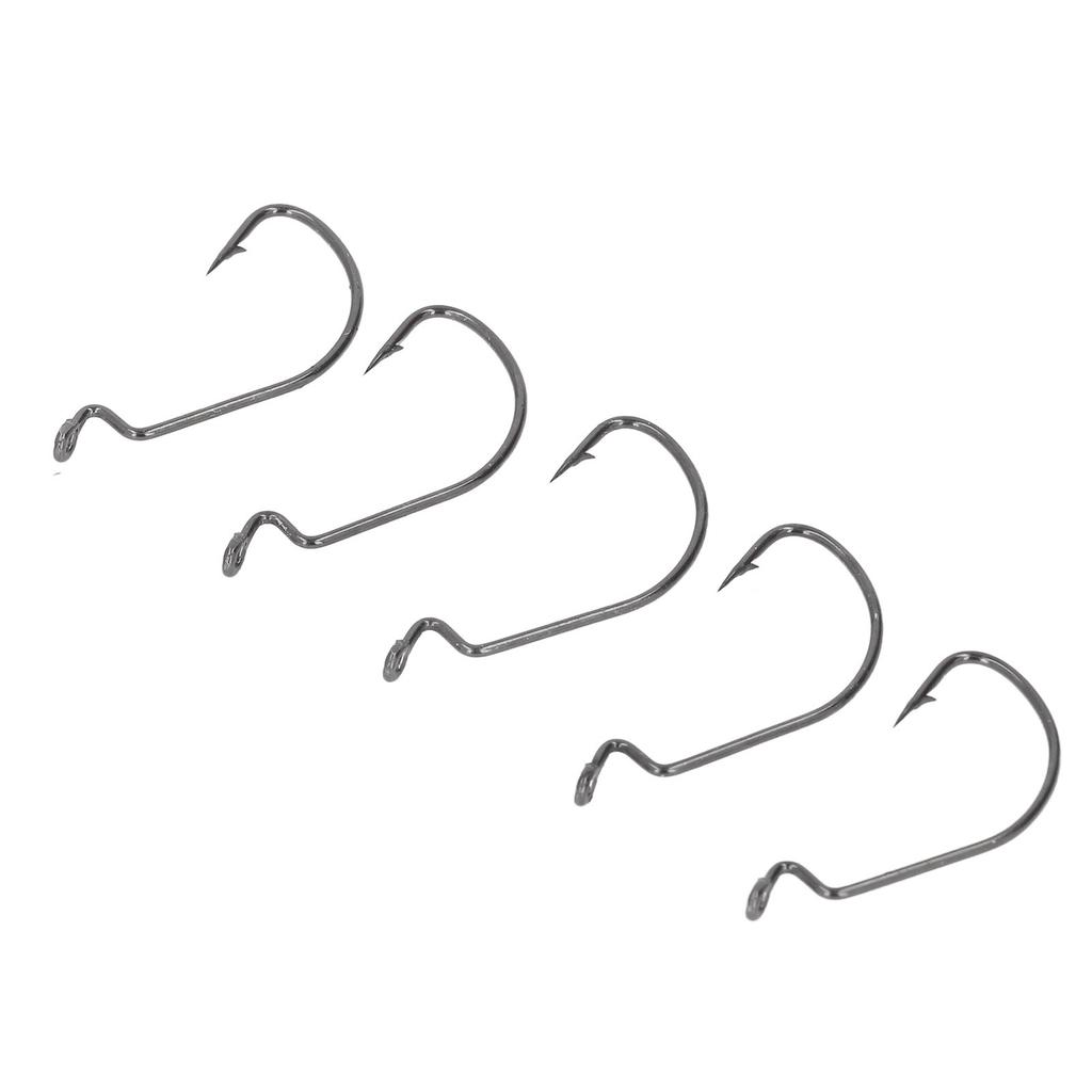 50 szt. Zestaw haczyków wędkarskich Stal nierdzewna Wysoka wytrzymałość Długi trzonek Wydajne haczyki na przynęty do wody słonej Czarny