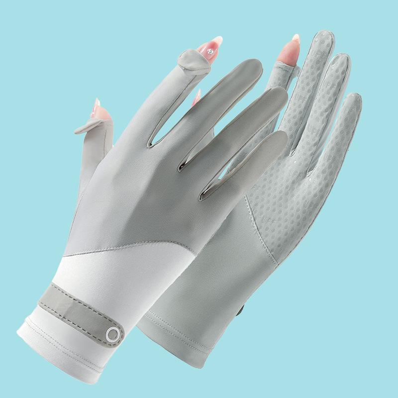 Women UPF 50+ Sun Protection Gloves, Breathable Ice Silk Gloves with Flip Touchscreen Fingers, Anti-Slip for Driving, Cycling, Outdoor