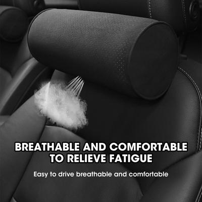Almohada Cervical para Coche Suede Alcantara Reposacabezas Circulares Montada Almohada de Protección para la Columna Cervical Uso Universal en Coche Universal