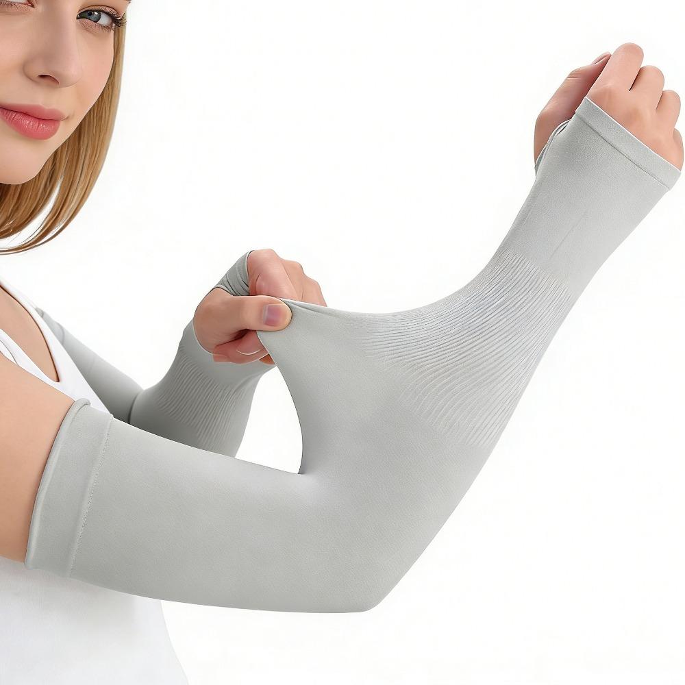 Custom Ice Silk Fingerless Arm Sleeves High Elastic Sun Protection for Outdoor
