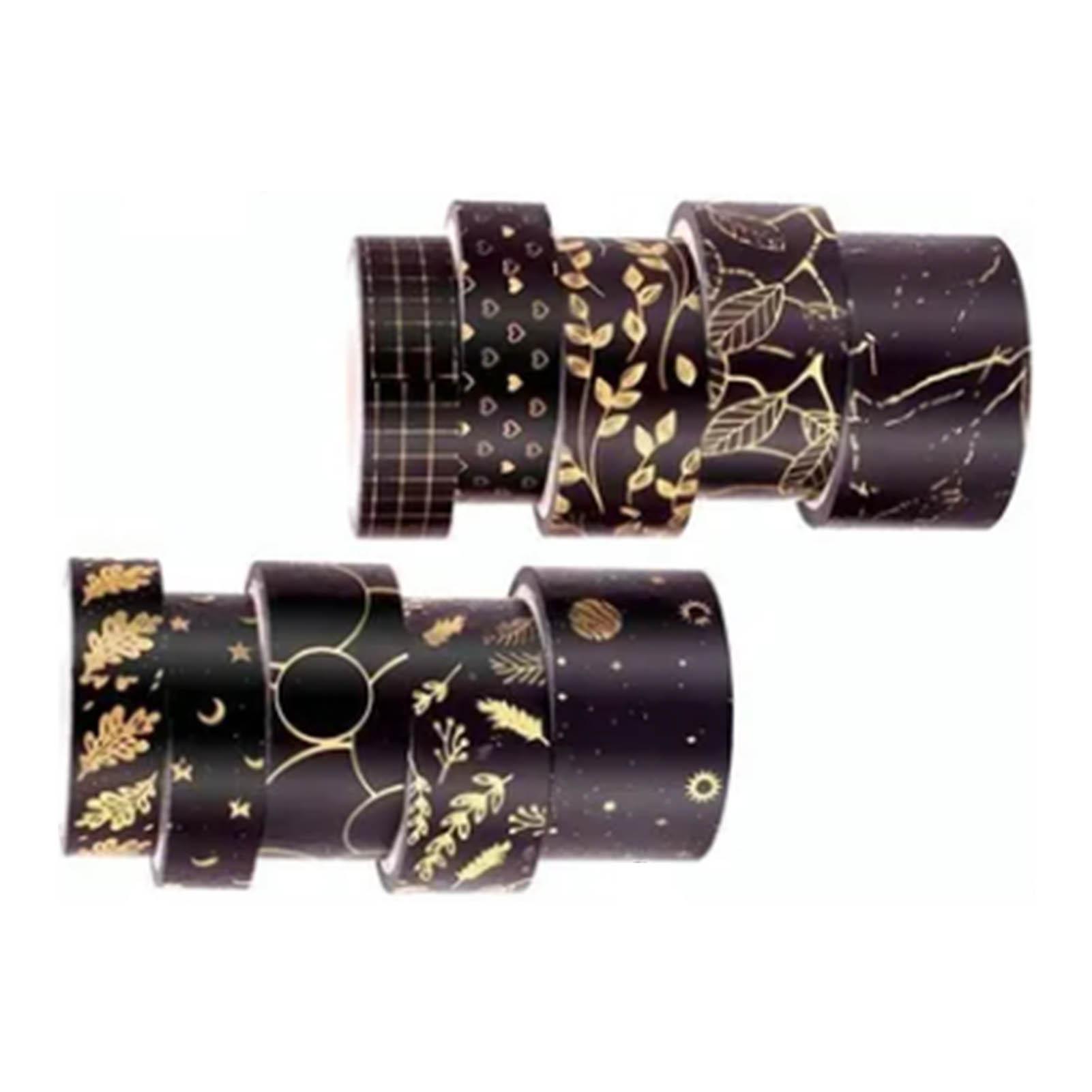 

10pcs Japanese Paper Tape Set Black Theme Wide Tape Craft Decorative Tape for DIY Handbook Album