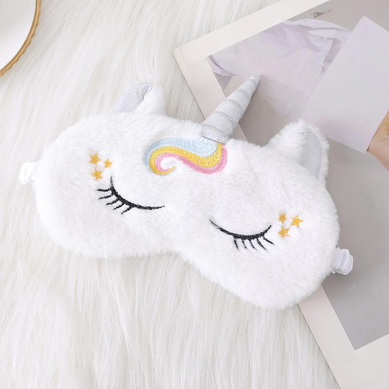 Plysj øyelapp Sovebind for reisehvile Myk Sovemaske Øyemasker Søt Glitter Unicorn øyedeksel