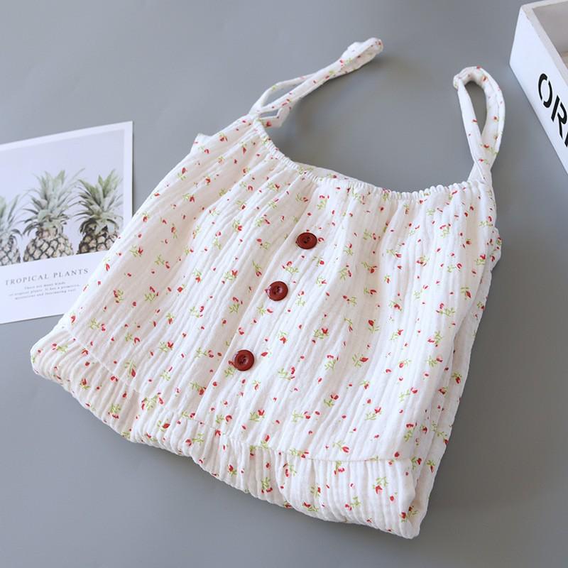 Women's Cotton Crepe Nightgown: Comfortable, Sweat-Absorbent, Spaghetti Strap, Loose Long Dress Pajamas