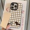 Plaid Sausage Dog Lychee Texture Phone Case For iPhone 17 Air 16 E 15 14 13 12 11 Pro Max Plus SE Soft Cover
