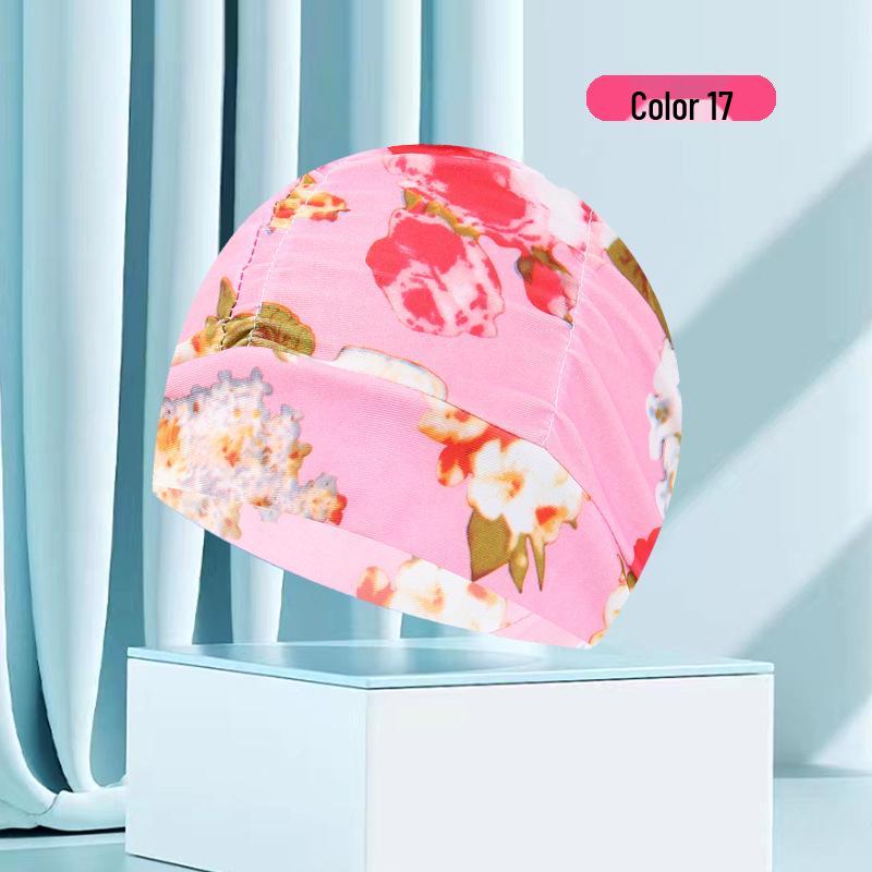 Dámská květinová plisovaná plavecká čepice nadměrné velikosti - Nepřiléhavý střih, Jednobarevná, Módní látkový design