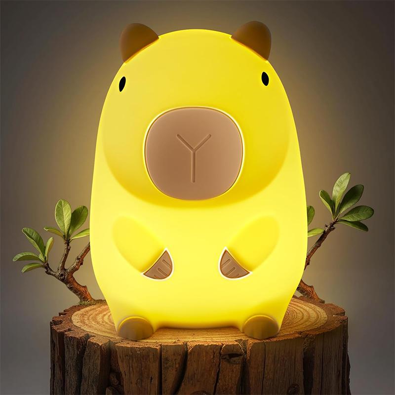 Capybara Night Light for Kid Silicone Baby Nursery Lamp Dimmable Squishy Touch Bedside Lamps Adorable Rechargeable Animal Lights